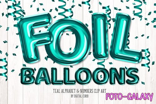 Teal Foil Balloon Alphabet Clipart - 5760800