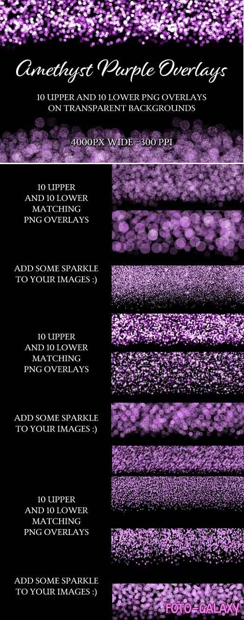 Amethyst Purple Overlays - 10 Upper and 10 Lower Overlays - 1144579