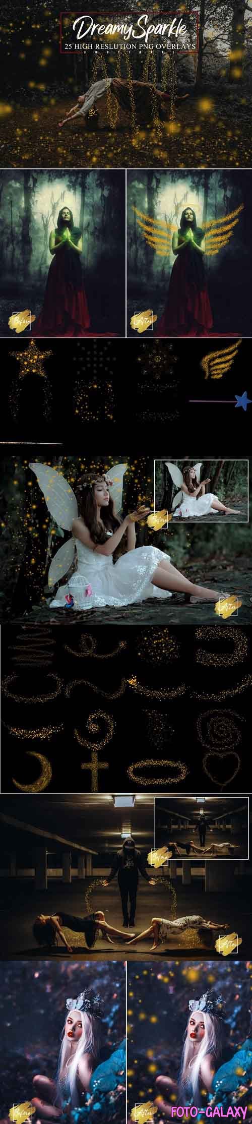 25 Dreamy Sparkle Overlays, Magical Golden Stardust - 1145207