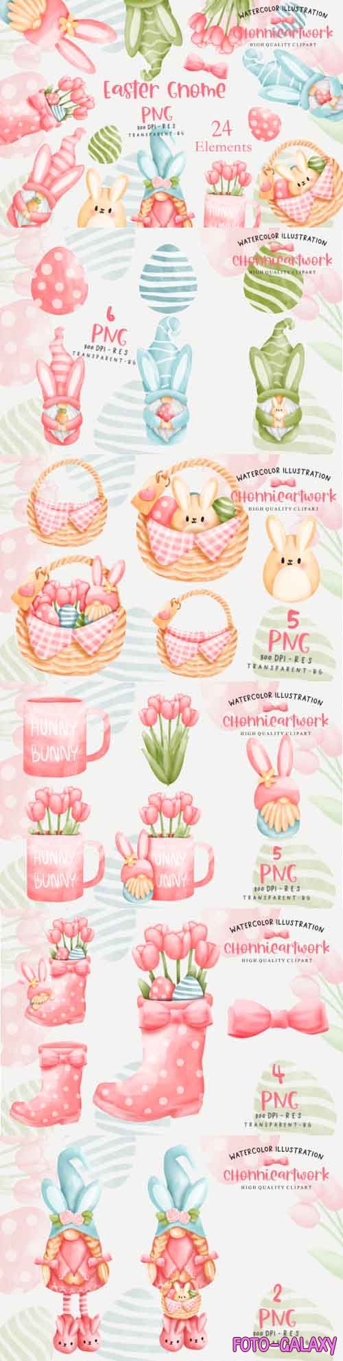 Easter Day with Gnome Clipart Bundle