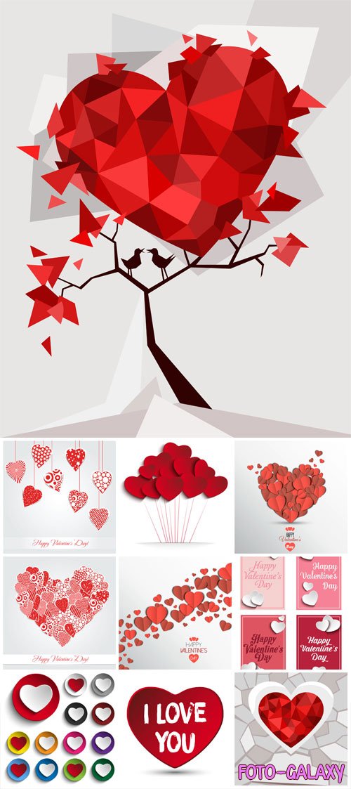 Hearts in the form of stickers for valentine's day in vector
