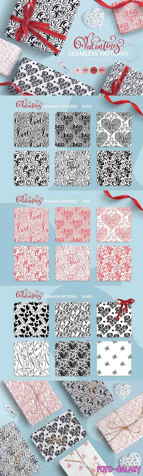 Valentine's Hand Drawn Seamless Patterns - 5805925