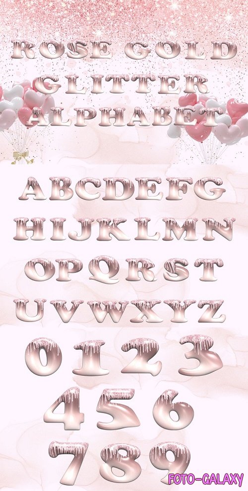Rose Gold Glitter Alphabet Clipart - 1160322