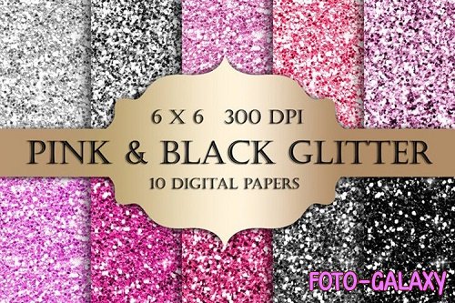 Pink and Black Glitter Digital Paper - 1169731