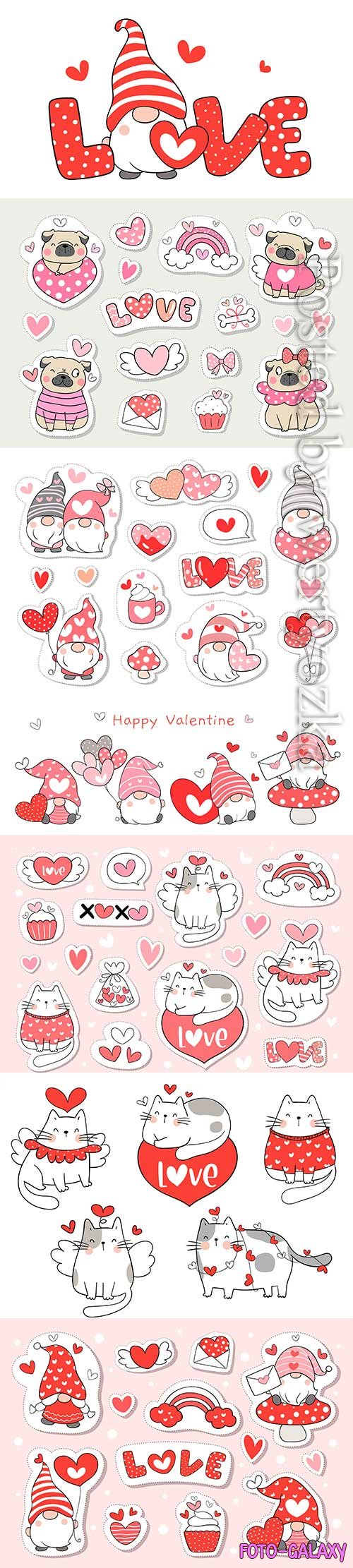 Draw collection stickers sweet for valentine