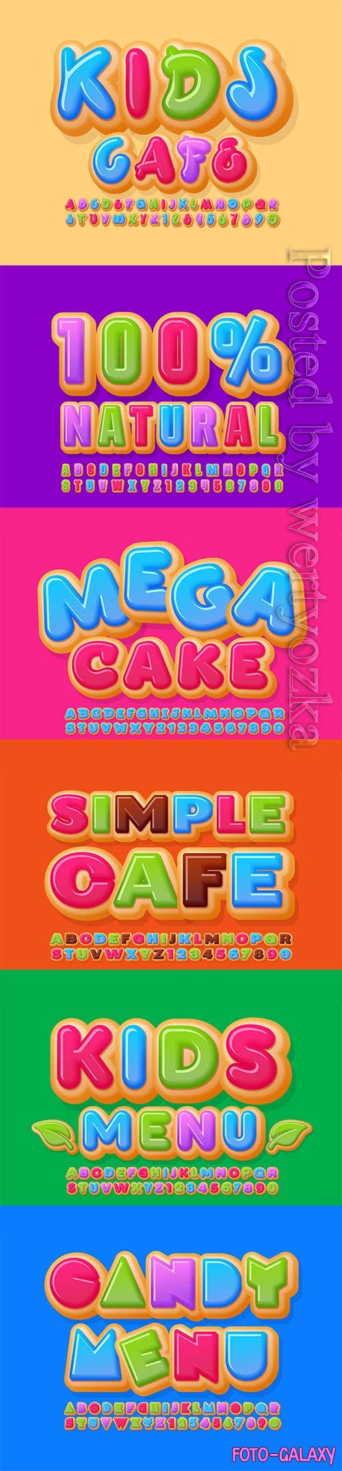 Vector creative banner kids cafe, alphabet letters and numbers