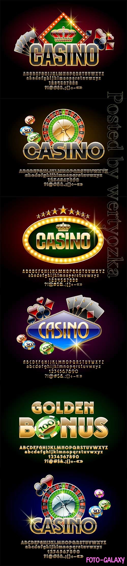 Casino vector letters, numbers and symbols