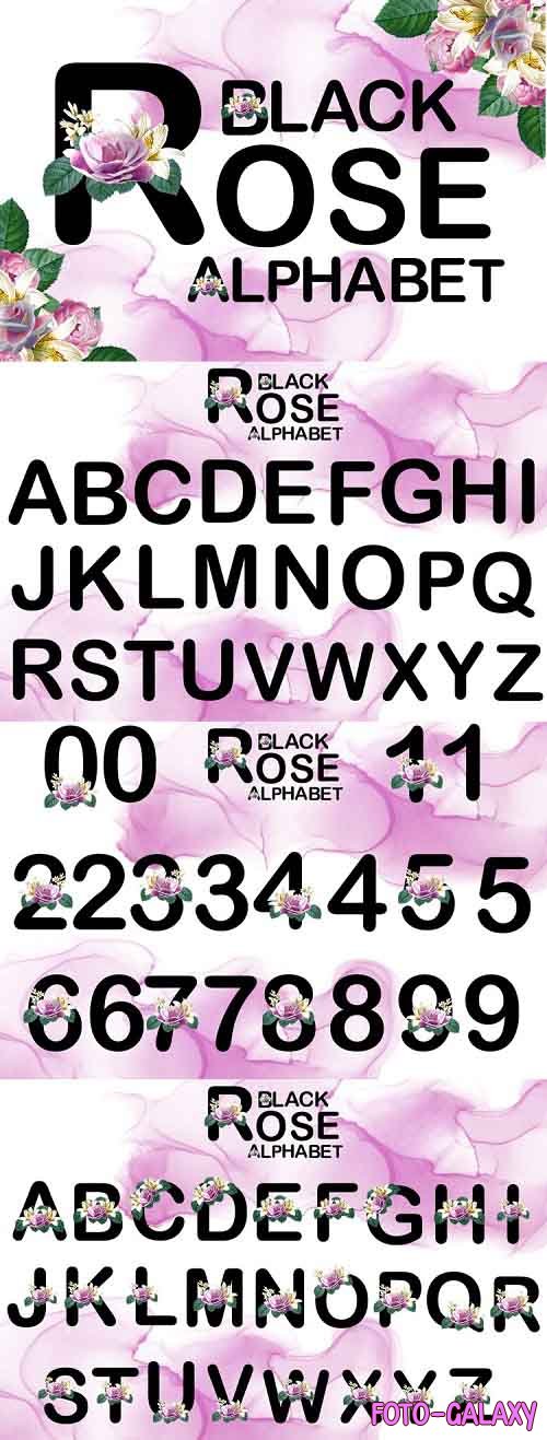 Black Rose Alphabet and Numbers Clipart - 1174909