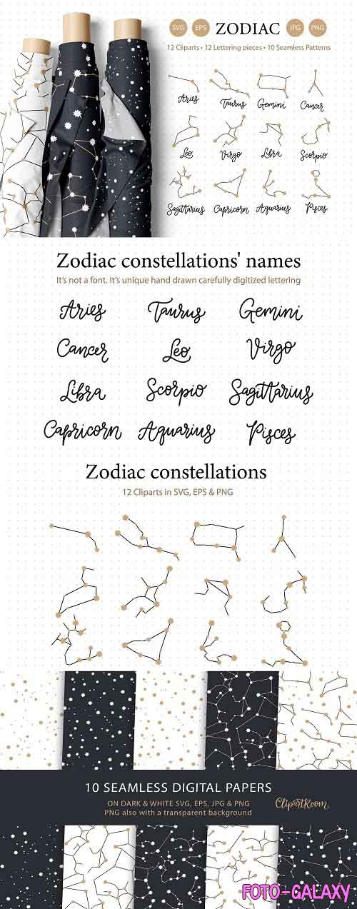 Zodiac SVG and seamless pattern set - 5831508