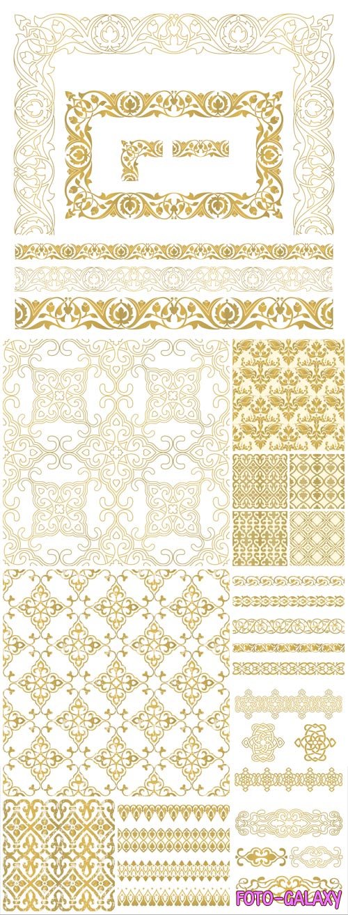 Gold patterns and ornaments in vector