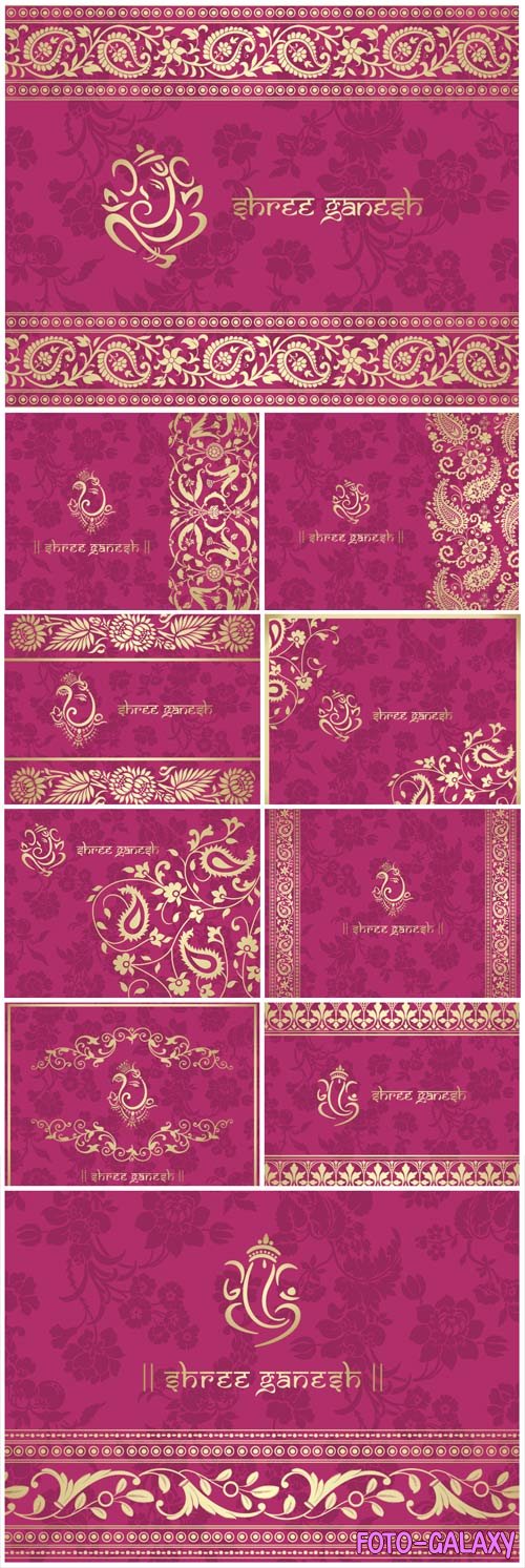 Indian backgrounds with ornaments in vector