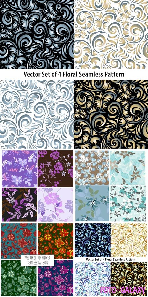 Floral seamless backgrounds in vector