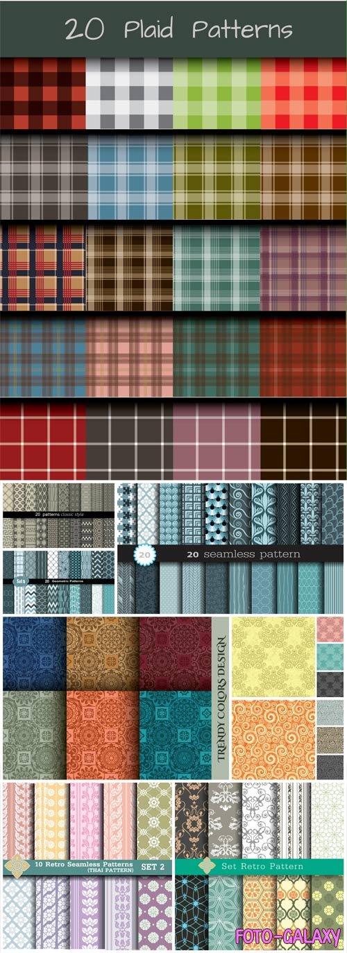 Checkered textures, seamless patterns in vector