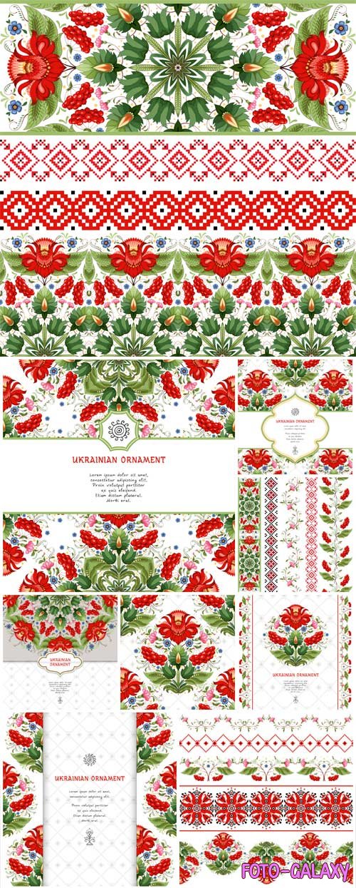 Backgrounds with red and green ornaments in vector