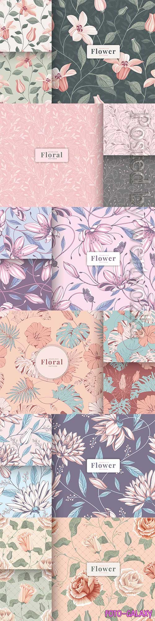Colour hand drawn vintage floral seamless pattern