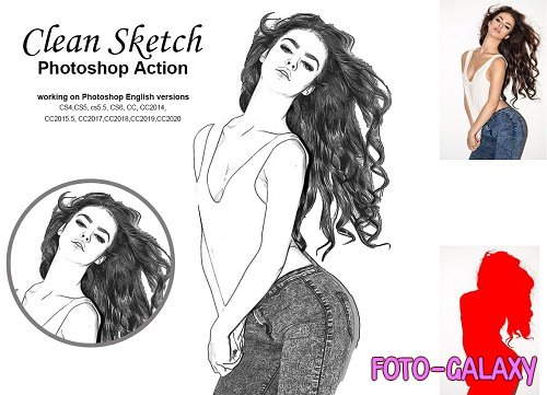 CreativeMarket - Clean Sketch Photoshop Action 5222566