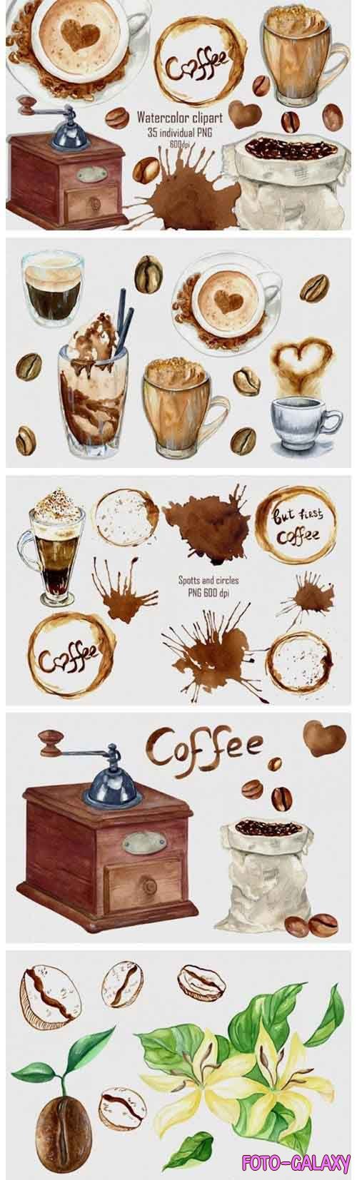 Watercolor coffee clipart, Coffee png, Coffee shop menu - 1205099