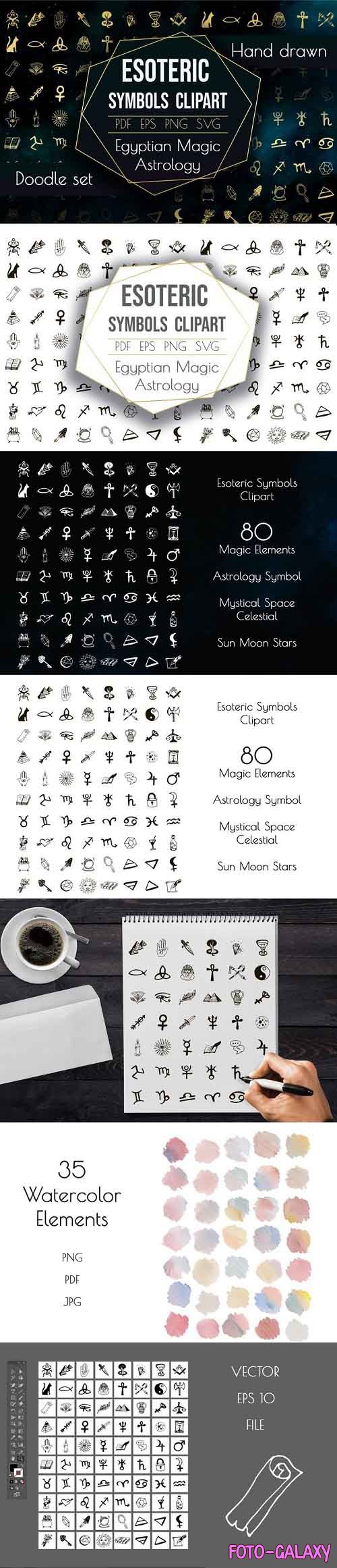 Esoteric Symbols Clipart. Spiritual Sacred Magic Elements - 1040539