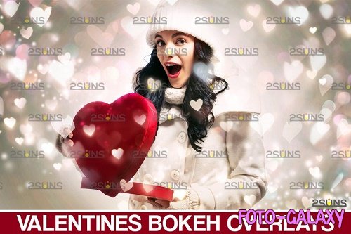 Valentine day overlay: Blowing heart digital backdrop (bokeh overlays)