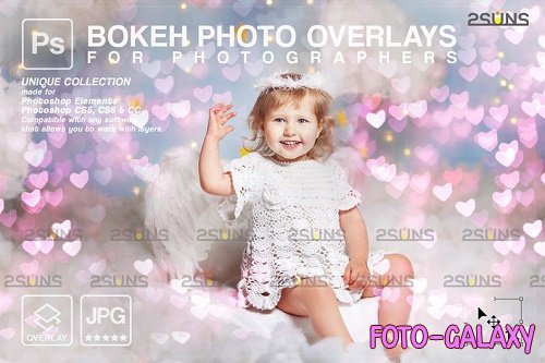 Valentine overlay & Photoshop overlay: Bokeh heart backdrop
