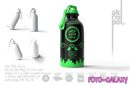 CreativeMarket - Reusable Water Bottle MockUp 5750685