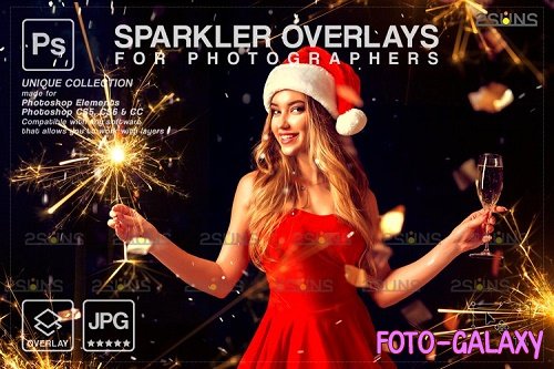 Sparkler overlay & Christmas overlay, Photoshop overlay V7 - 1133015