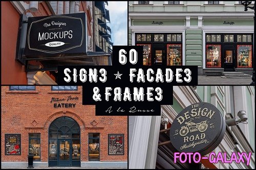 CreativeMarket - 60 Signs, Facades and Frames mockups 3655185