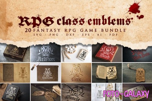 20 RPG Class Emblems Bundle SVG
