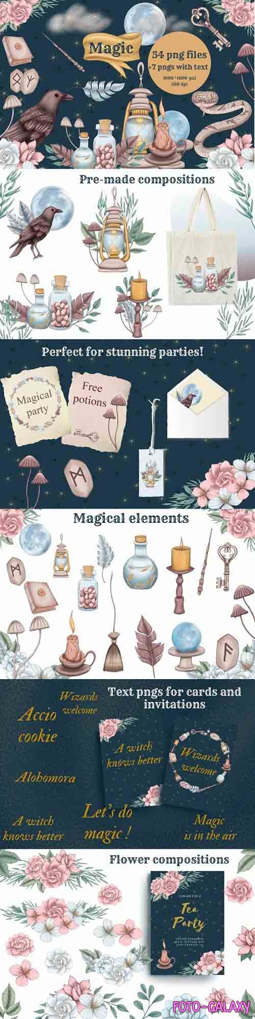 Wizard supples clipart, magic clip art, wand png, broom png - 1248747