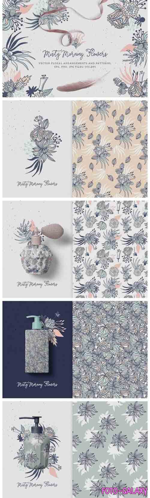 Misty Morning Flowers - Floral Clipart - 2181054