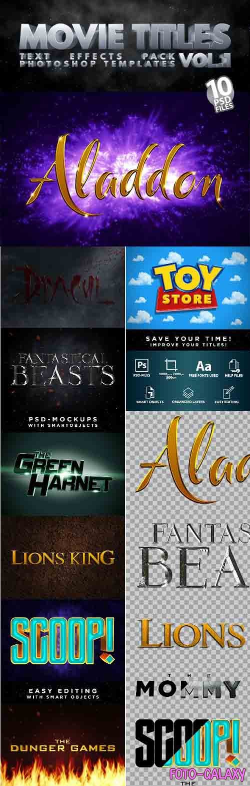 MOVIE TITLES - Vol.1 | Text-Effects/Mockups | Template-Pack - 30111191