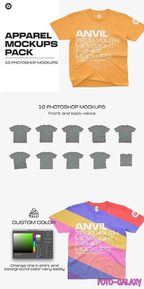 CreativeMarket - Anvil 780B Youth T-Shirt Mockups 5955972