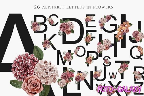 Festive alphabet in flowers png 26 letters - 1167911