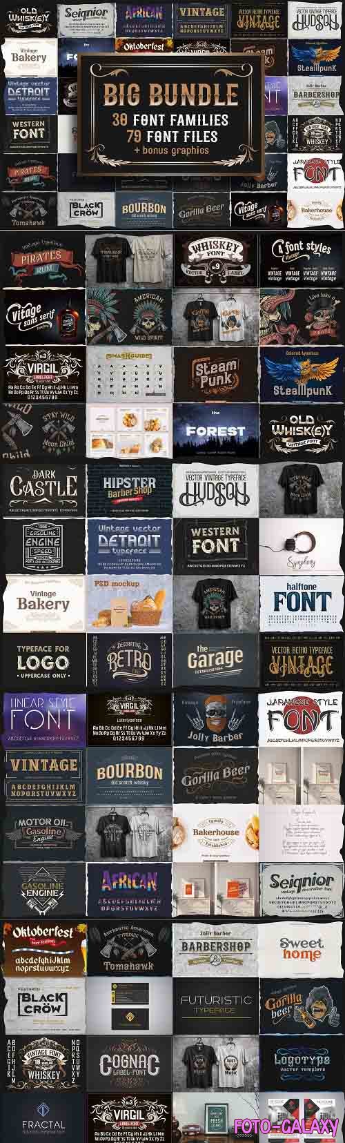 CreativeMarket - Big vintage fonts bundle 5941347