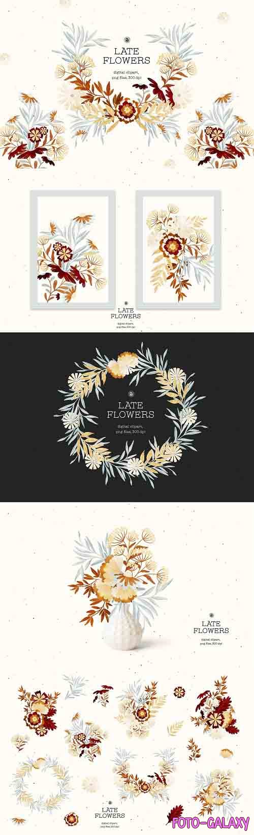 Late Flowers - digital clipart set - 5977962
