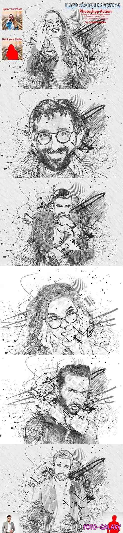 CreativeMarket - Hand Sketch Drawing Photoshop Action 5928727