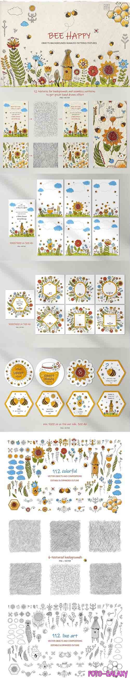 Honey Bee Vector Clipart Set - 5995202
