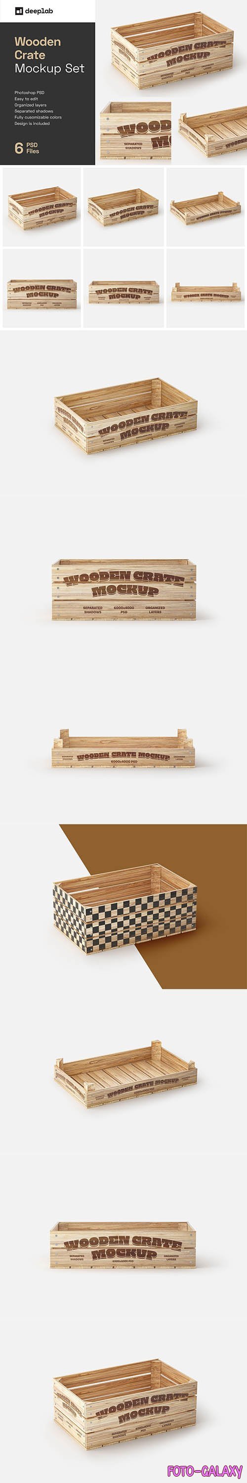 CreativeMarket - Wooden Crate Mockup Set 6042095