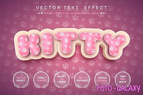 3D cat - editable text effect, font style