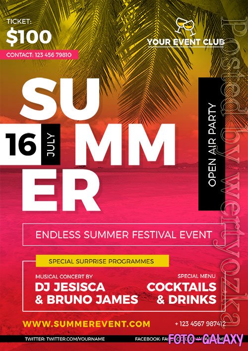 Summer Event Flyer PSD Design Template