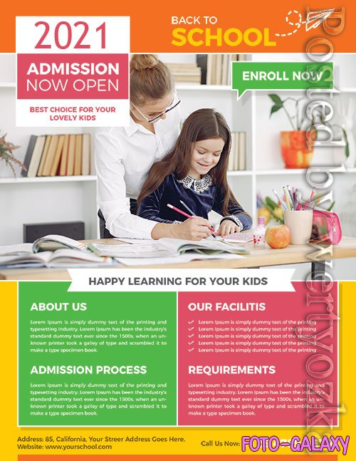 Admission Back To School PSD Flyer Design Template 