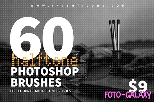 CreativeMarket - 60 Halftone Photoshop Brushes 6028561