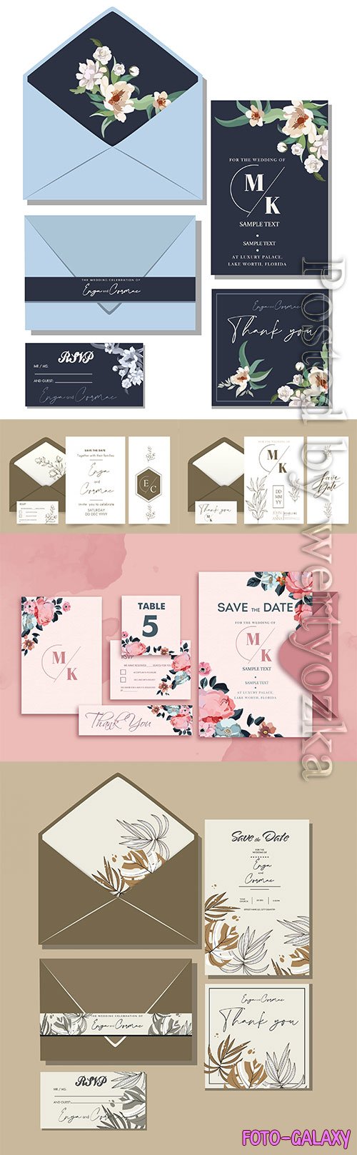 Wedding elegant invitation cards in vector