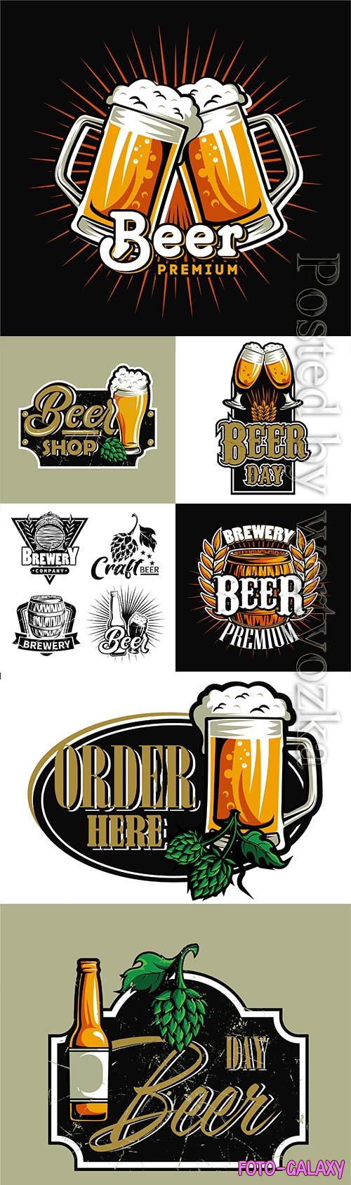 Set of beer logos for design in vector