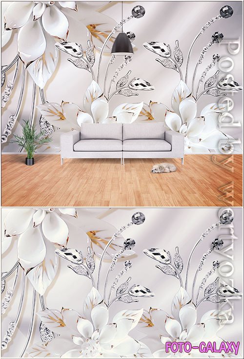 Modern minimalist three dimensional embossed flower wall customization