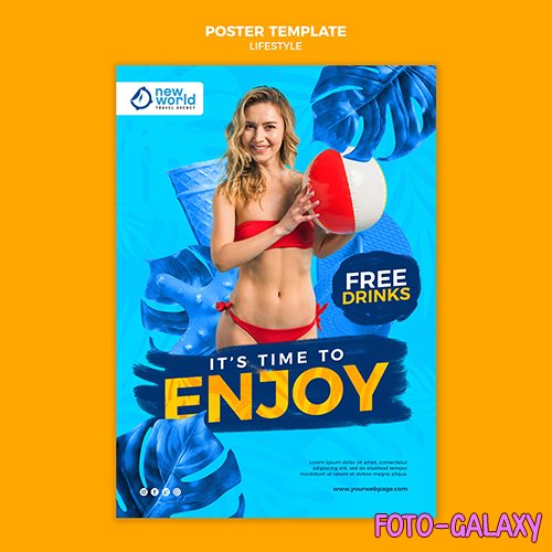 Vertical psd poster template for summer beach vacation vov 2 