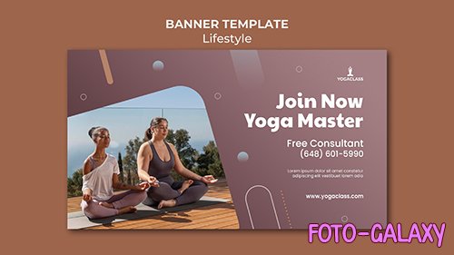 Psd horizontal banner for yoga practice and exercise