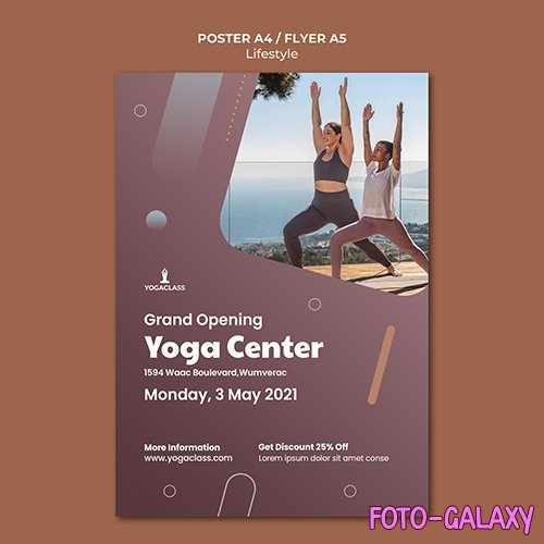 Poster psd template for yoga practice and exercise