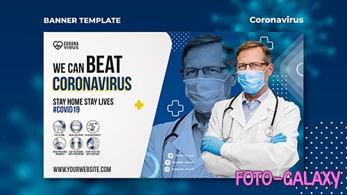 Horizontal psd banner template for coronavirus awareness