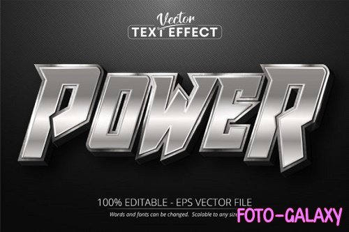 Power text, Silver Style Editable Text Effect
